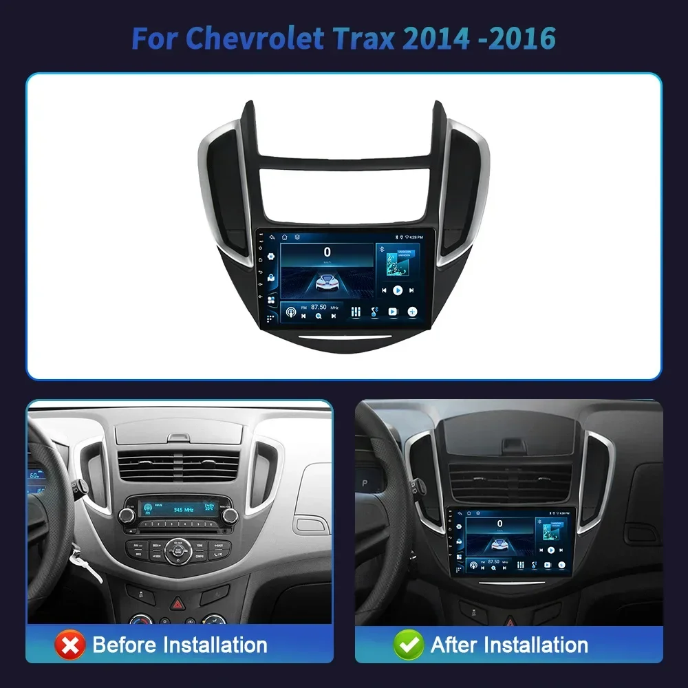 Android 14 For Chevrolet Trax 2014-2016 Car Radio Multimedia 4G GPS Navigation Wireless Bluetooth Carplay Touch Screen Stereo