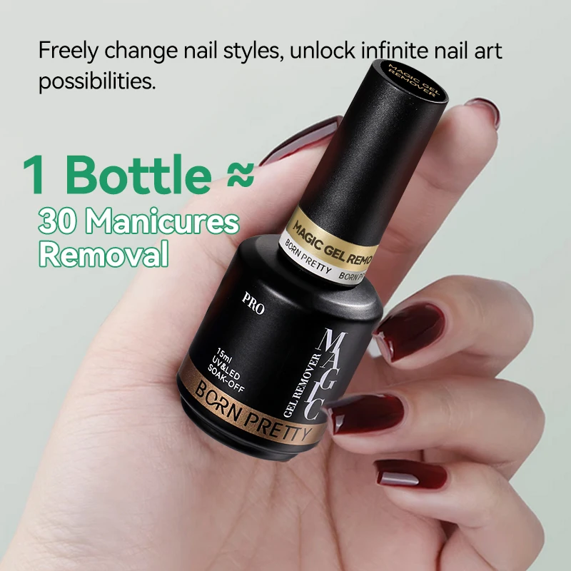 BORN PRETTY PRO 15ml Nowa Wersja Nietoksyczny Płyn do Usuwania Lakieru do Paznokci Szybkie Rozpuszczanie Magiczny Żelowy Lakier do Paznokci