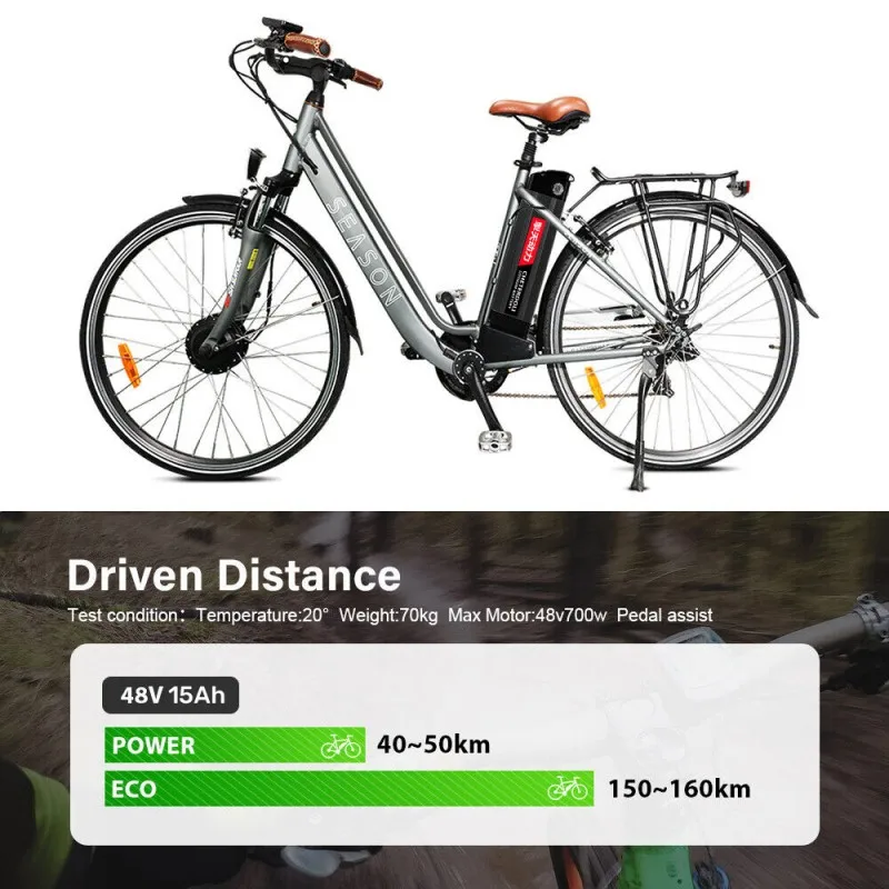 Silverfish-Bicicleta eléctrica de iones de litio, 48V, 20Ah, 15Ah, 1000W, 500W, 24V, 36V, paquete de batería de 48V, 18650 + cargador