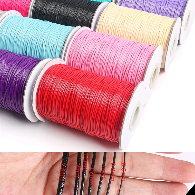 20meters/lot Waxed Cord Beading Thread For Bracelet Necklace Making 0.5 0.8 1 1.5 mm Korean Cotton Line String Jewelry Findings