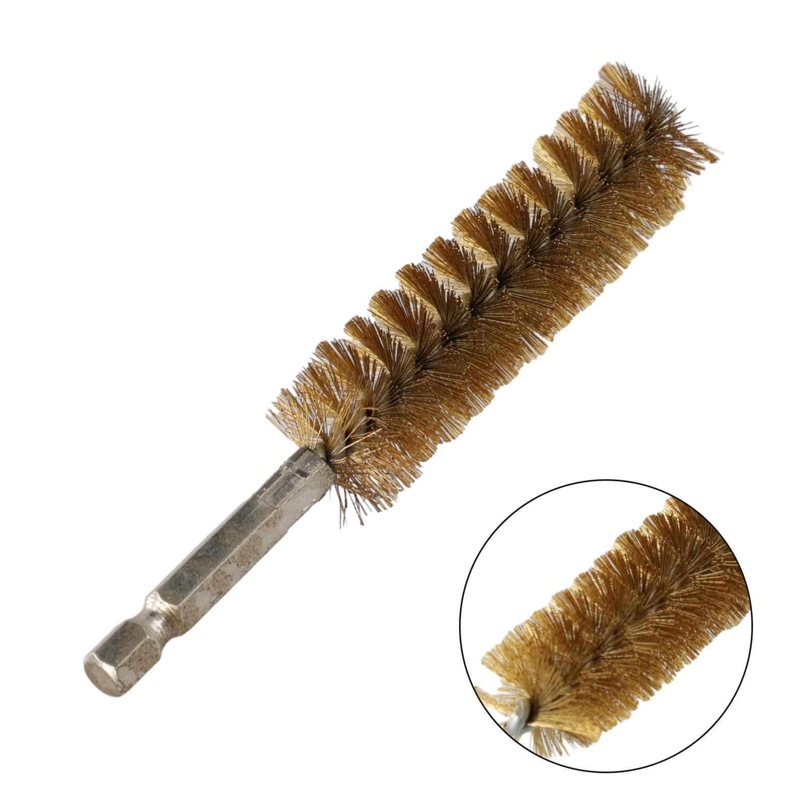 1pc Brass Wire Tube Machinery Cleaning Brush Rust Cleaner 1/4Inch Shank For Automotive Manufacturing Washing Polishing Deburring