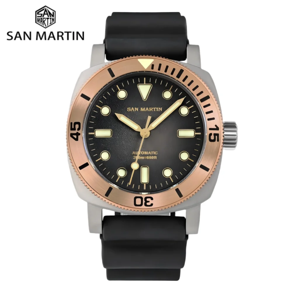 

San Martin 42mm NH35 Titanium Diver Watch For Men Automatic Bronze Bezel Waterproof 200m Sapphire Green Luminous Relogio SN0125T
