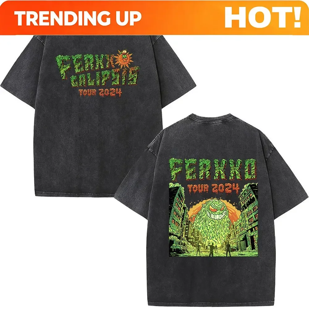 Customization Shirt Feid Ferxxo Ferxxocalipsis Woeld Tour 2024 Vintage Washed T Shirt Men Women Fashion Hip Hop Oversized T-shir