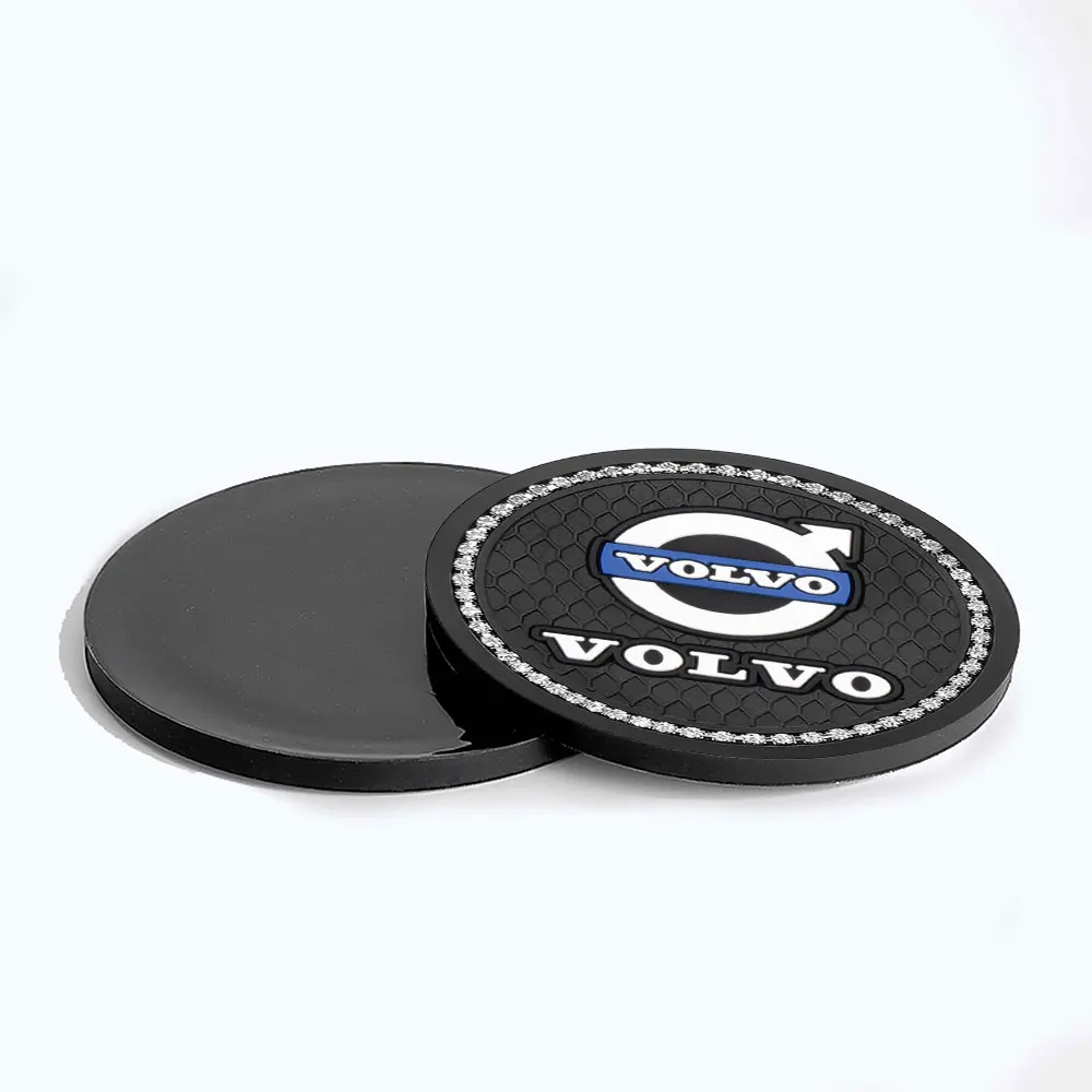 1/2PCS Car Diamond Coasters Water Cup Non-Slip Waterproof Pad For Volvo Rdesign AWD C30 C70 S40 S60 S70 S80 S90 V40 V50 V60 V70