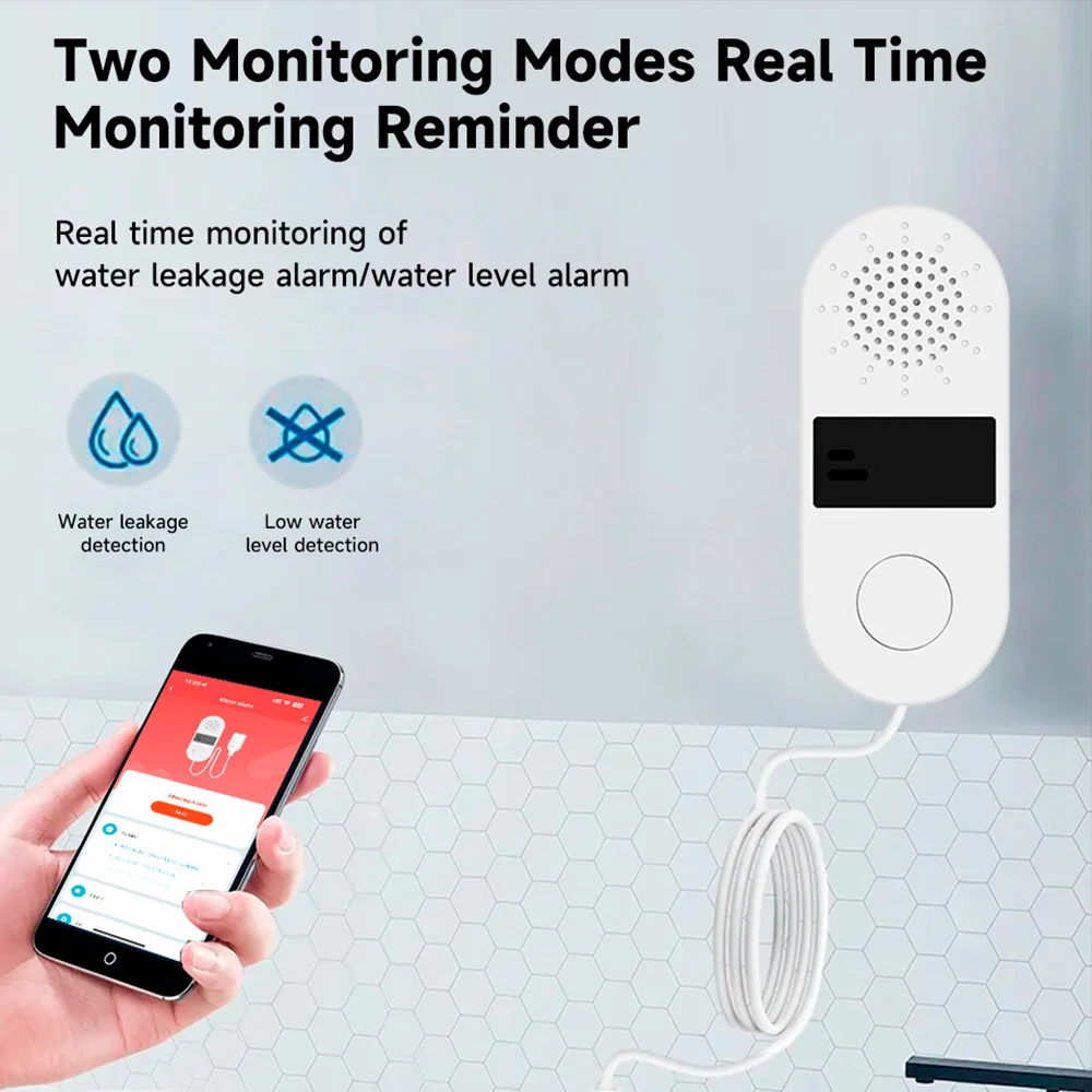 Tuya Wifi Smart Water Alarm rilevatore di perdite sensore di perdite di inondazione rilevamento sicurezza domestica sistema di sicurezza allarme sonoro e luminoso