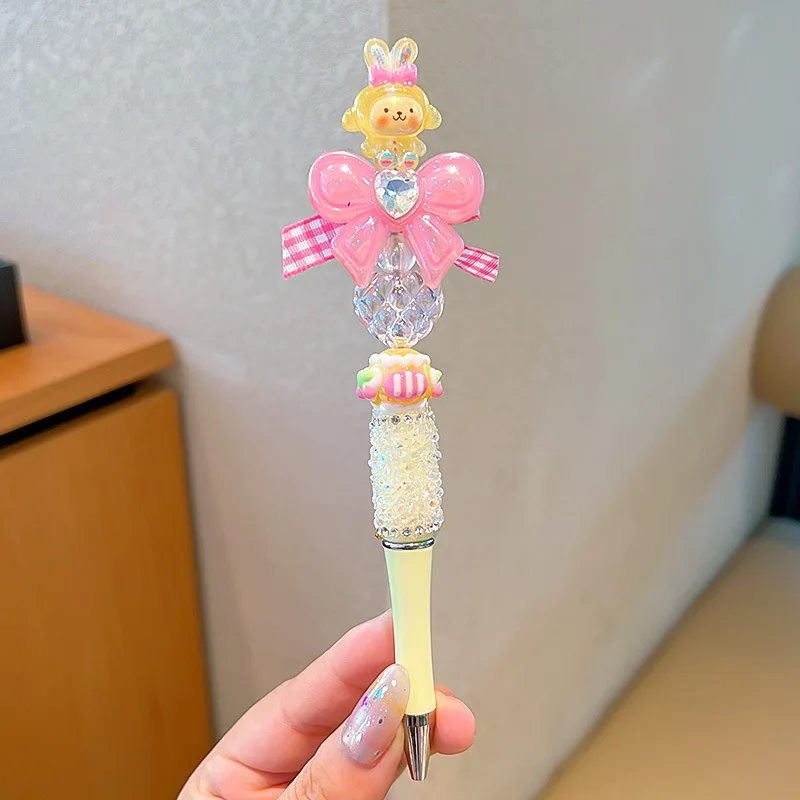 

1PCS new cartoon flash diamond bow spinning stylus black Cute girl high appearance horizontal ballpoint pen