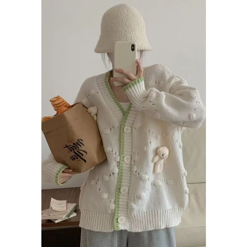 

Little Bear Lazy Style Niche Loose Sweater for Women in Autumn and Winter New Sweet Three-dimensional Cute Knitted Top