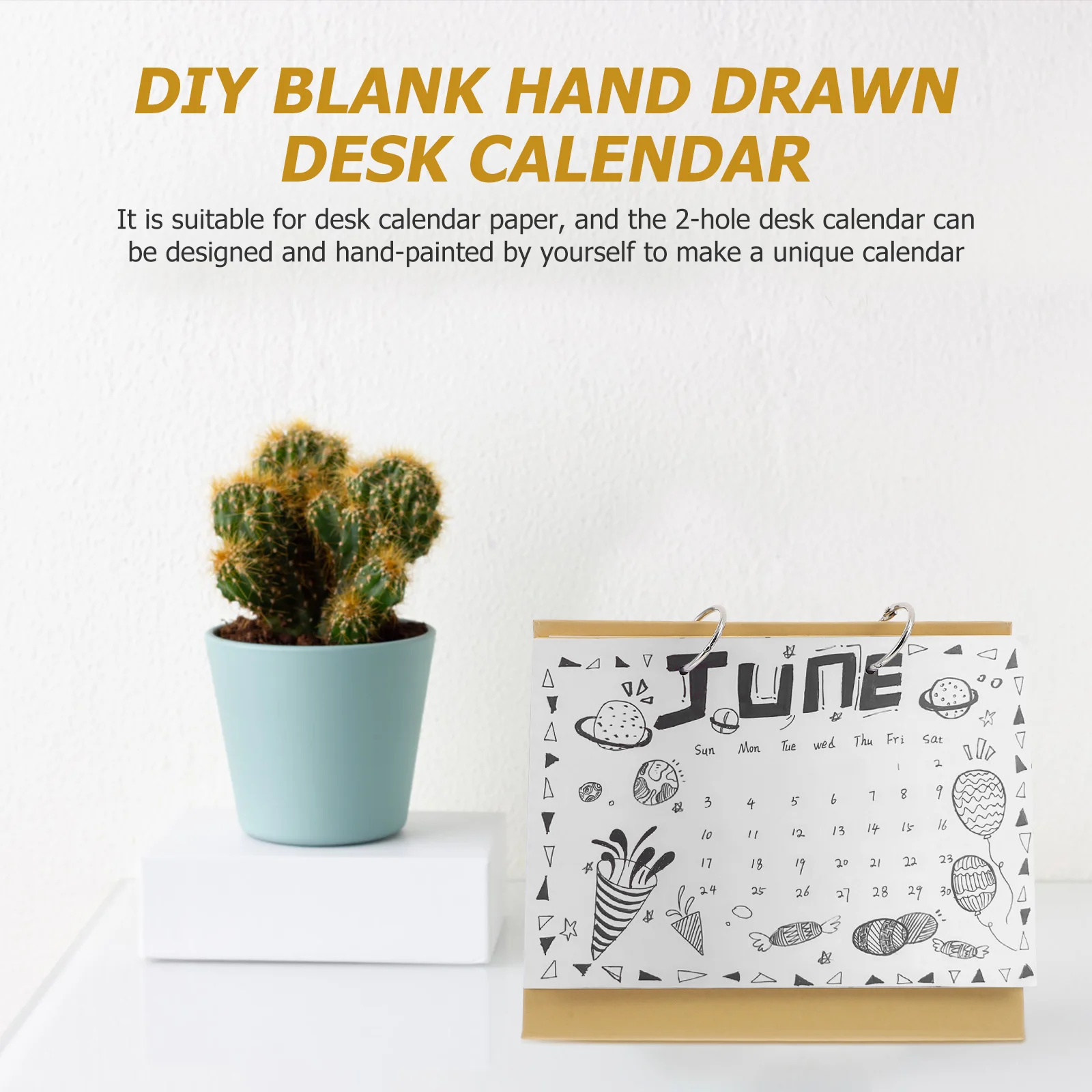 Kalender meja kosong DIY kalender membuat longgar daun buku dilukis tangan Mini