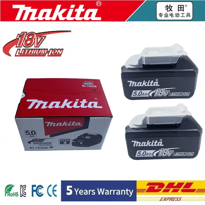 

100% Original Makita 6Ah/5Ah Makita 18V Battery BL1830B BL1850B BL1850 BL1840 BL1860 BL1815 Replacement Lithium Battery DGA404