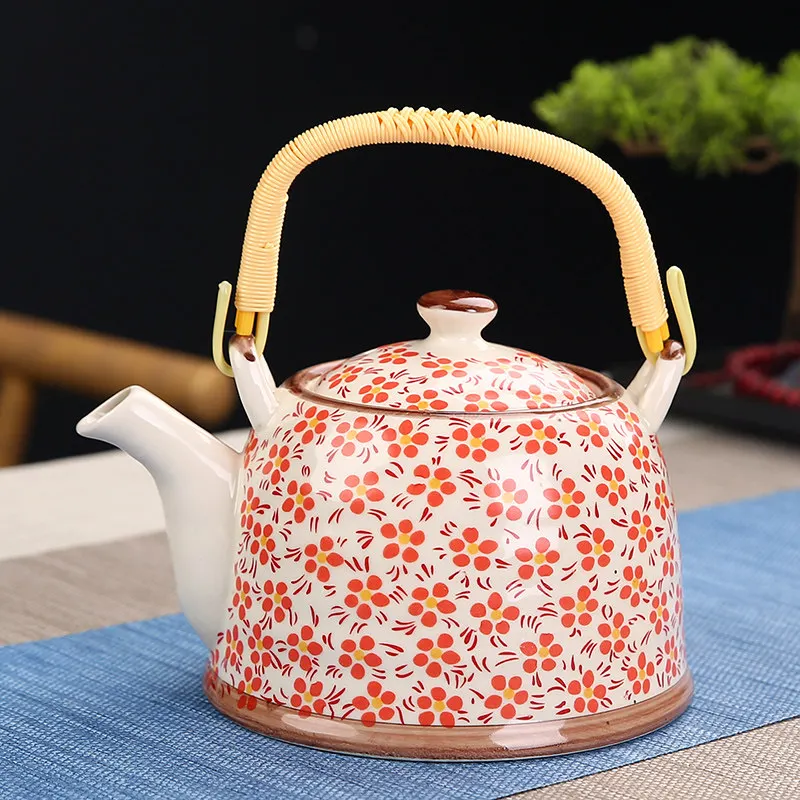 Ceramic Teapot with Filter Infuser Restaurant Hotel Catering Home Use Handle Kettle Chinese Style Porcelain Tea Pot with Straine
