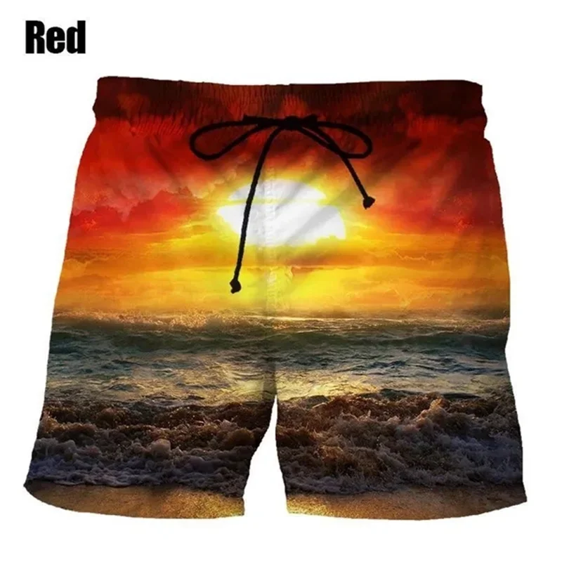 Seaside Sunset Graphic Beach Shorts Men 3D Print Board Shorts Swimsuit homme 2023 Summer Hawaii Swim Trunks Cool Kids Ice Shorts