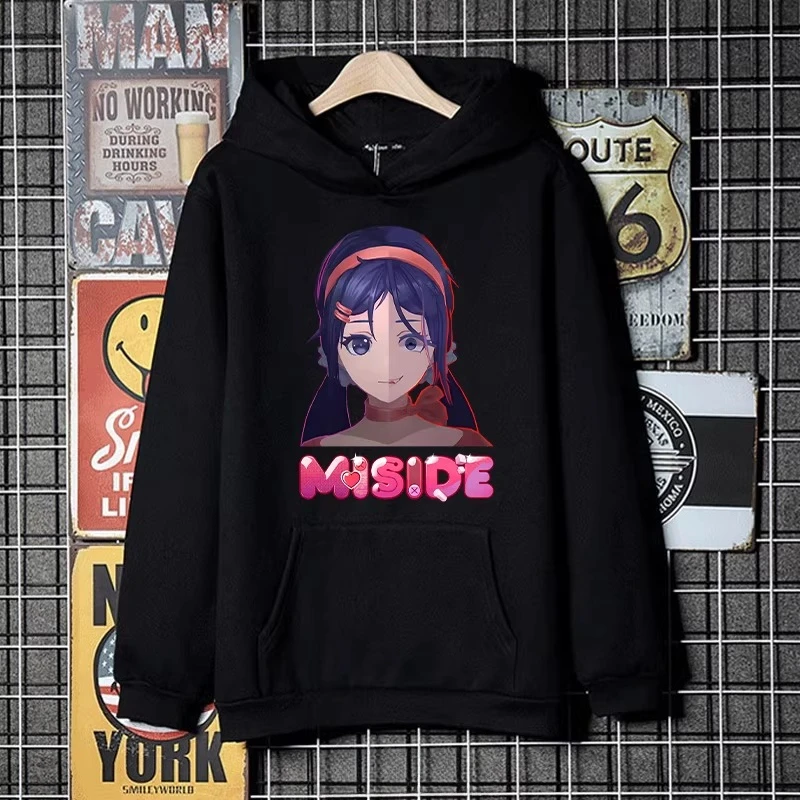 

Мужская толстовка с капюшоном Miside в стиле ужасов, забавная, унисекс, в стиле Харадзюку, уличная одежда, флисовый пуловер, свитшот