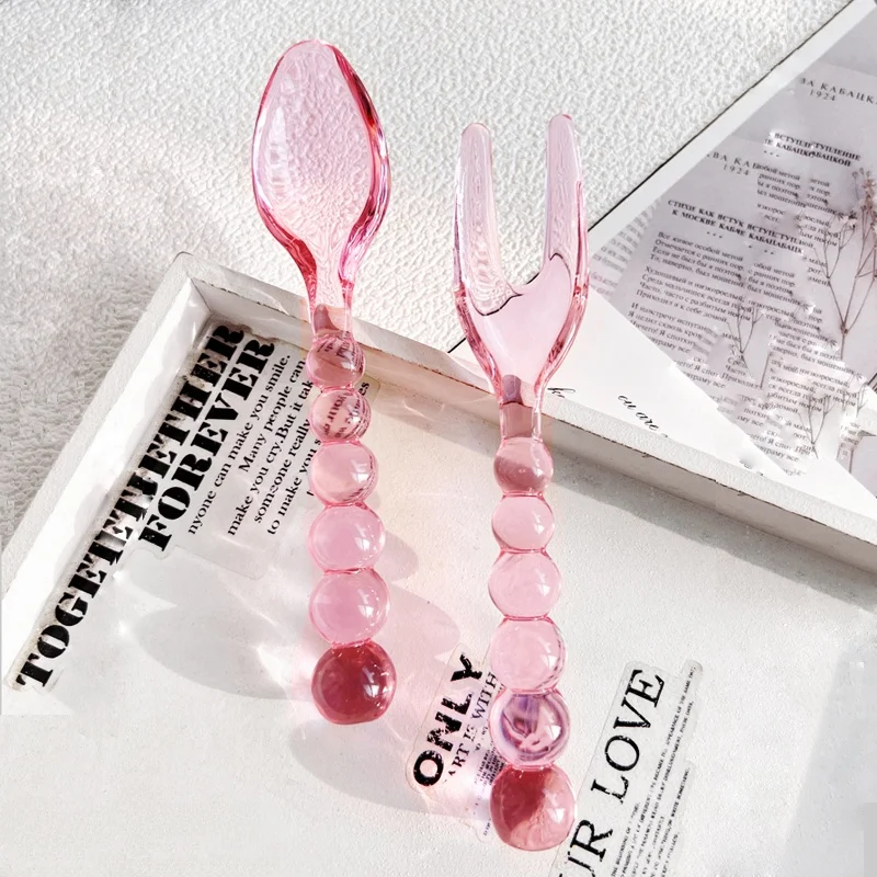 

Original Design Patent Glassware Fork Spoon Set Korean Sle Dining Utensils Poer een Primary Color Stir Sti