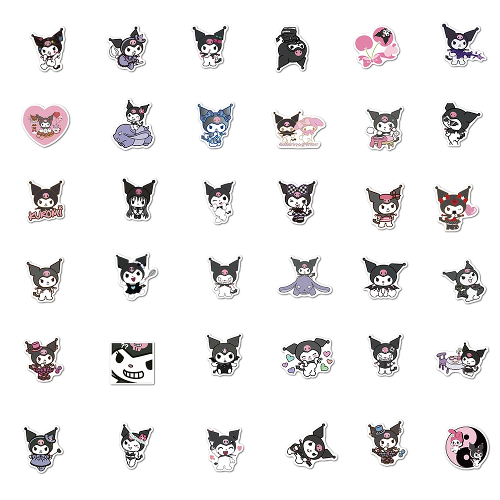 10/50/100PCS Sanrio Kuromi Stickers Cartoon Cute Graffiti Decals Kids Toy Gift DIY Phone Bike Guitar Notebook Fridge Skateboard