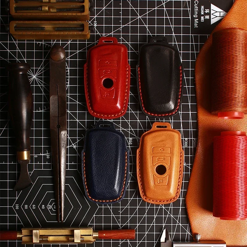 Leather Car Key Case Cover Fob Protector Keychain Accessories for BMW Series 3 F20 F30 F10 F22 F01 X3 X4 X5 X6 Keyring Holder