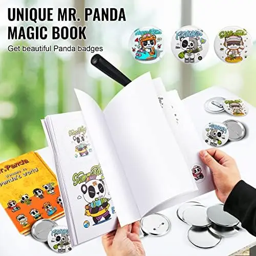 

Button Maker Kit 1.25" & 2.25" - 500 Pcs Supplies, DIY Pin Press for Kids, Circle Cutter & Magic Book Included