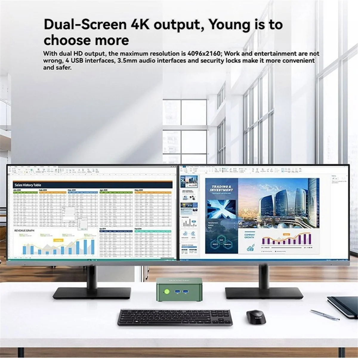GMKtec G3 Plus N150 Mini PC 4-Core 4-Threads DDR4 NVMe SSD WIFI6 BT5.2 Wins11Pro Mini PC Office Gamer Computer 8+256G EU Plug