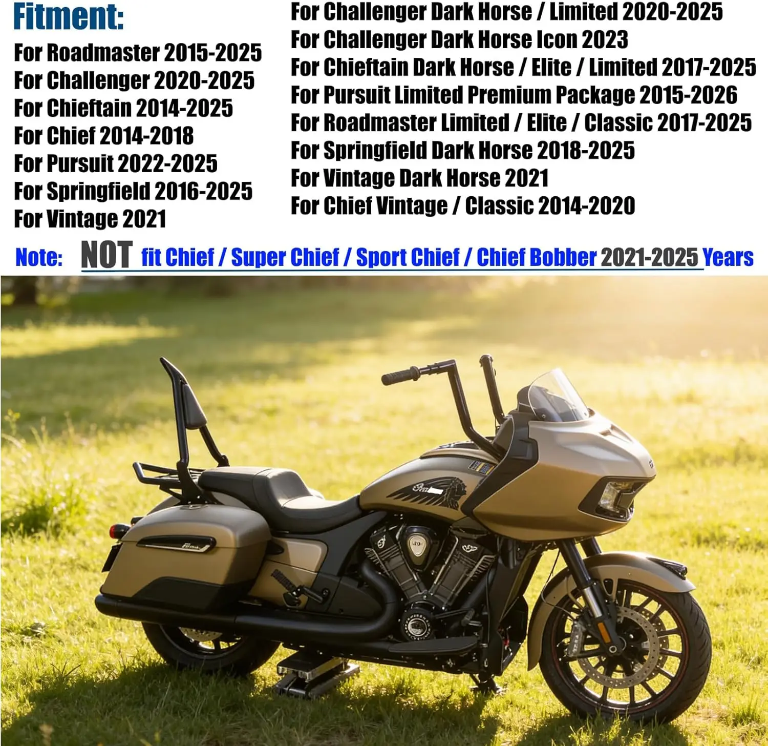 Motorcycle Sissy Bar Backrest With Luggage Rack For Indian Chieftain Pursuit Roadmaster Springfield Challenger Elite 2014-2025 - view 7