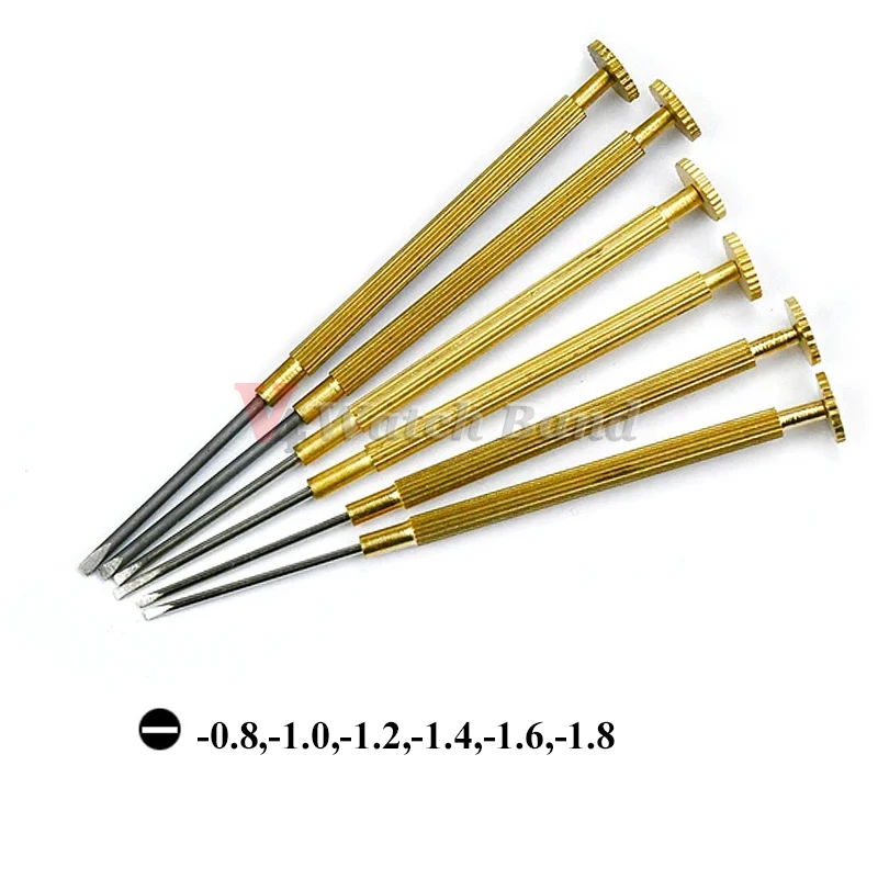 6pcs/set Metal Slotted Screwdriver for Rolex Watch Band Repair Tools 0.8 1.0 1.2 1.4 1.6 1.8mm Removal Install Screws Rod