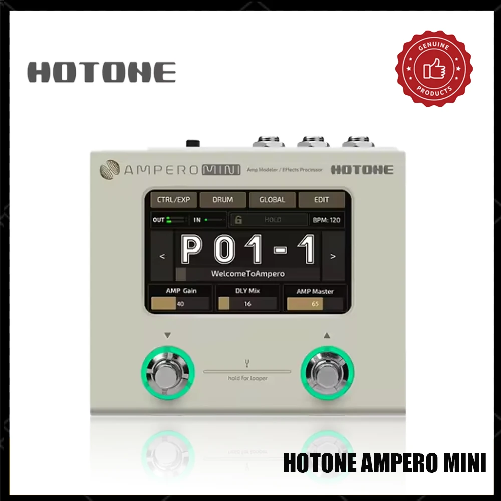 Hotone ampero mini ultra compact amp modeler effects processor with the dual-core digital signal processing platform for mixing