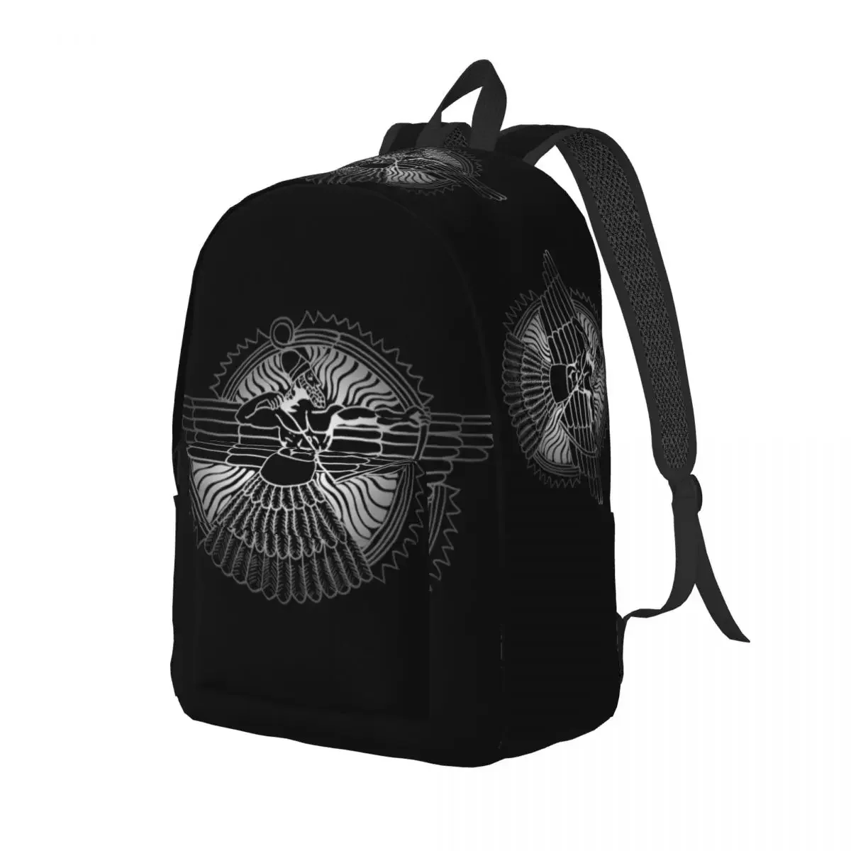 Assyrian God Ashur On Black Canvas Backpacks for Women Men College School Student Bookbag Fits 15 Inch Laptop Ancient Flag Bags