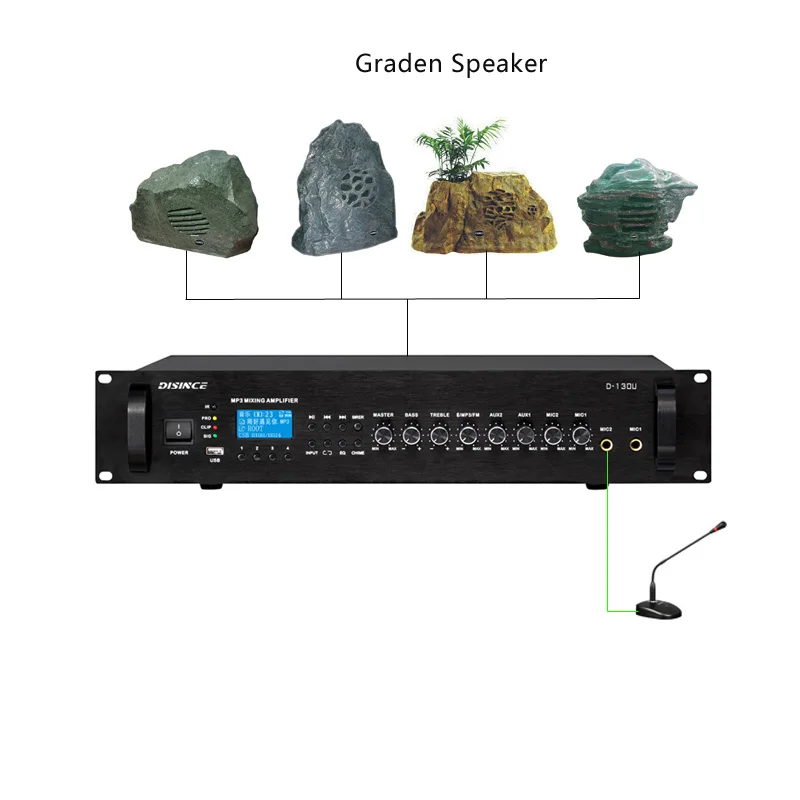 260W 블루투스 믹서 전력 증폭기 70V 100V 4Ω-16Ω 출력