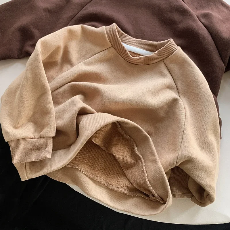 

Baby Girls Boys Sweatshirt Long Sleeve Pullover Kids Solid Color Hoodies 2024 Spring Autumn 1 To 6Yrs Children's Clothing Casual