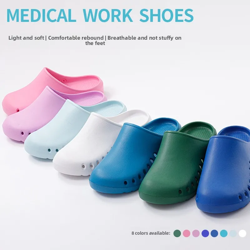 

Operating Room Slippers Men's and Women's Non-slip Soft Soles Baotou Doctor Nurse Monitoring Laboratory Work Hole Shoes