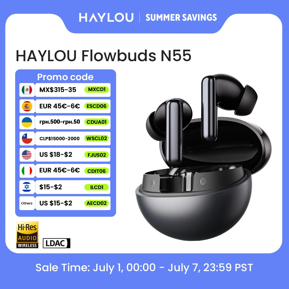 HAYLOU Flowbuds N55 אוזניות אלחוטיות ANC