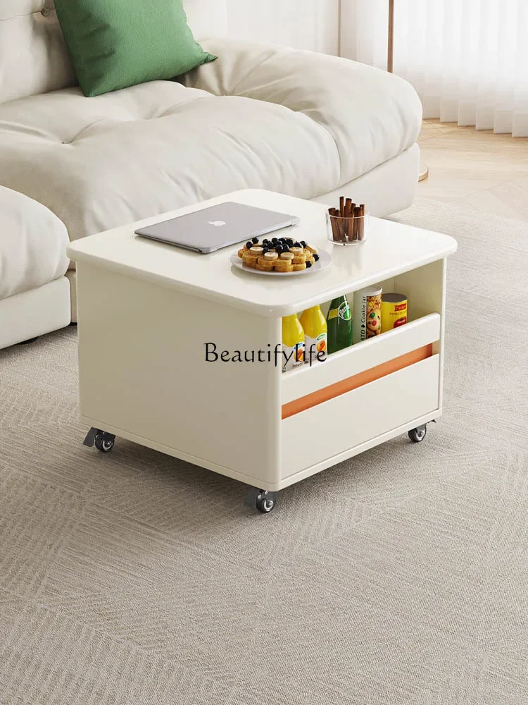 Lifting coffee table simple household foldable cream wind multi-functional small coffee table