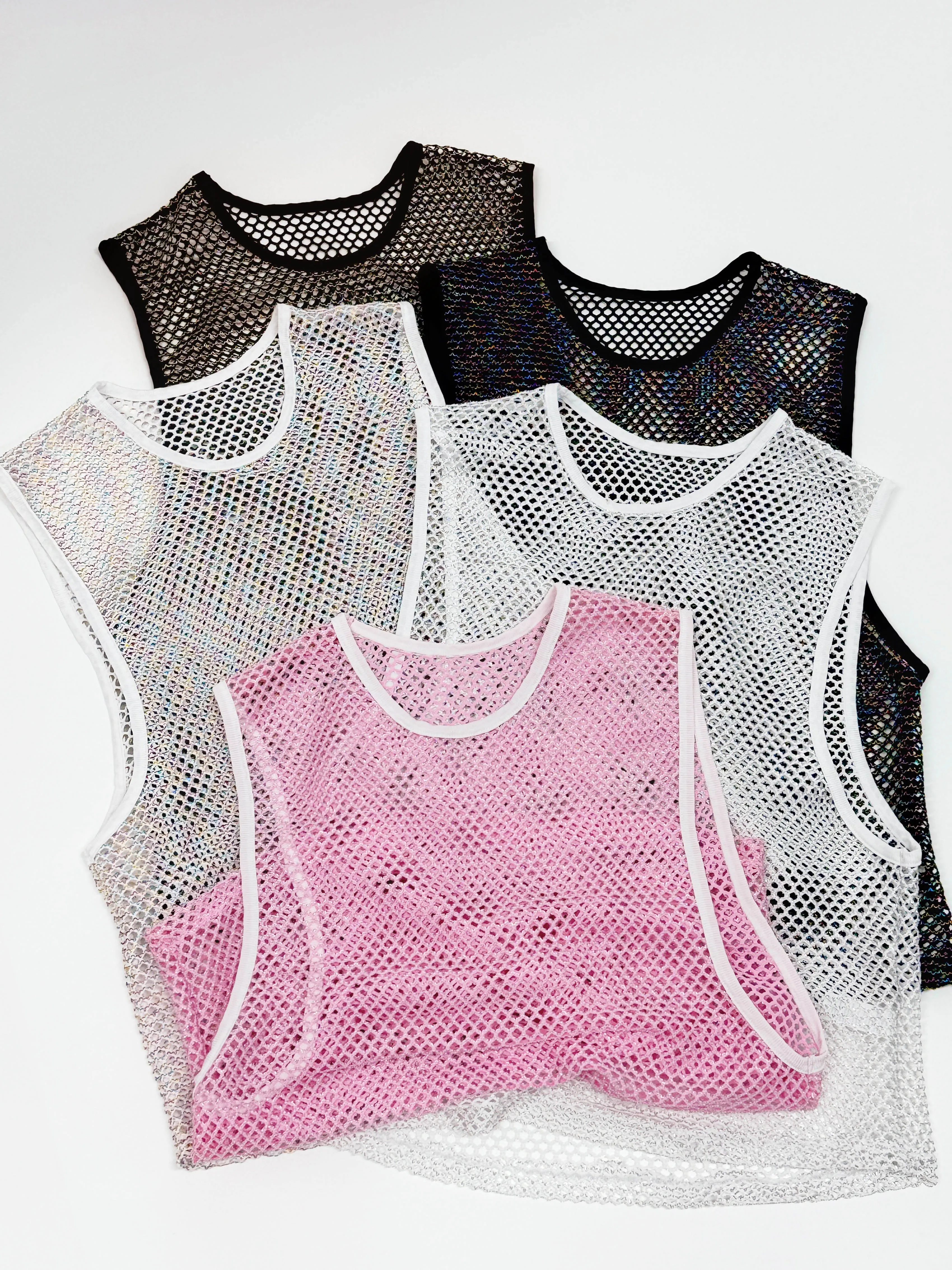 Sommer Herren Rundhals Sport-Tanktops, Hohles Netzgewebe, Ärmellos, für Laufen, Fitness, Training, Sportweste, Glänzend, Durchsichtig – Detail 7