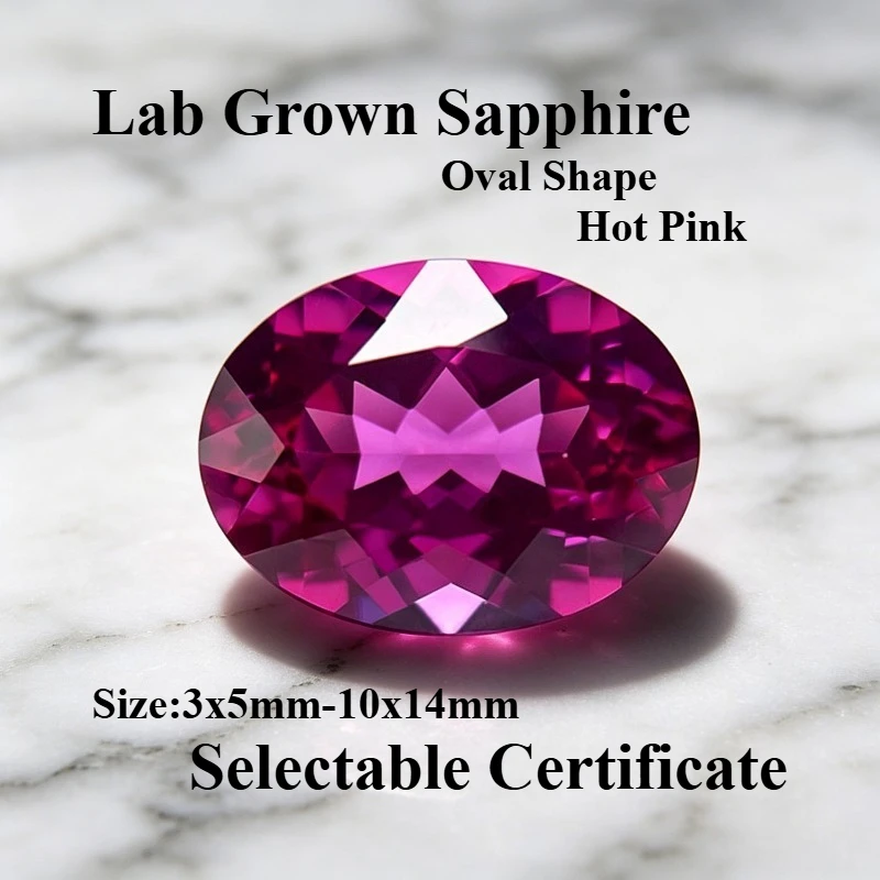 Safira Oval Rosa Intenso de Laboratório de Alta Qualidade para Joias DIY: Anéis, Colares e Brincos – Certificado Selecionável