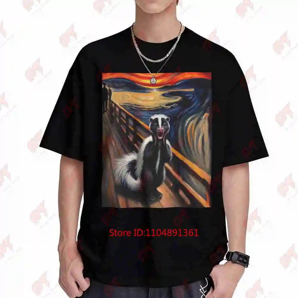 Expressionist Scream Parody Skunk Short Sleeve Tee 100% Cotton T-Shirt