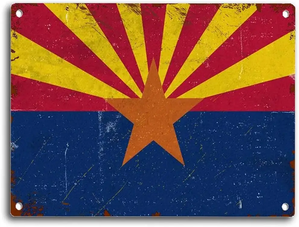 Tin Sign Arizona Flag Arizona Flag Art Metal Vintage Tin Sign Decor Bar Wall Art Sign 12x16inch