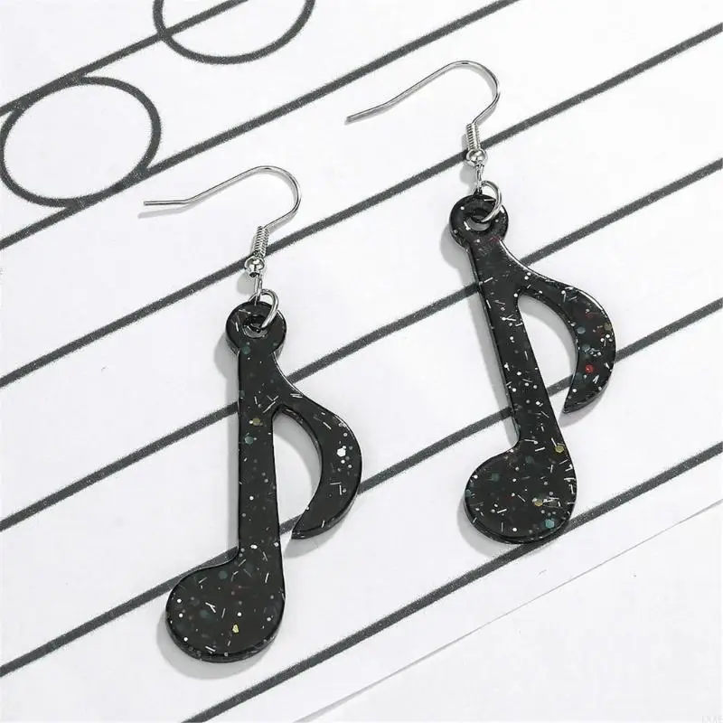  Lightweight Black Earrings Showcasing Unique Colorful Notes Ear Studs Personality Jewelry for Concerts and Casual Wear