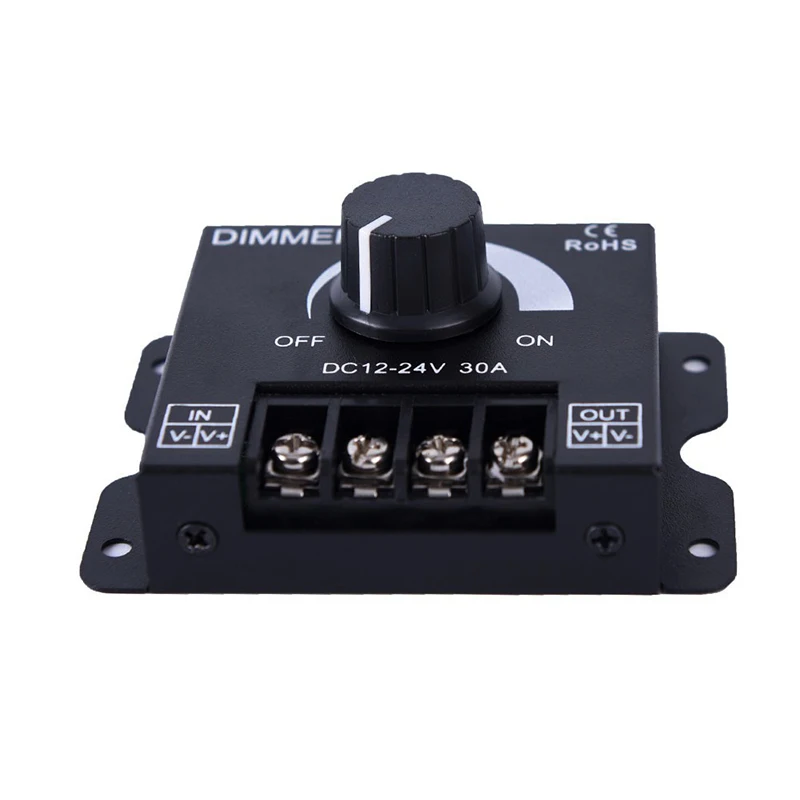 1PCS DC12V 24V LED Dimmer Controller 8A 30A Brightness Adjustable Dimmer Switch for Car RV Single Color LED Strip Connector