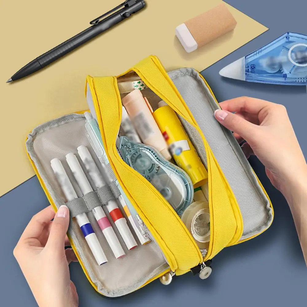 

Large Capacity Multi-layer Pencil Case Korean Style Cloth Makeup Bag Simple Style Student Stationery Storage Bag