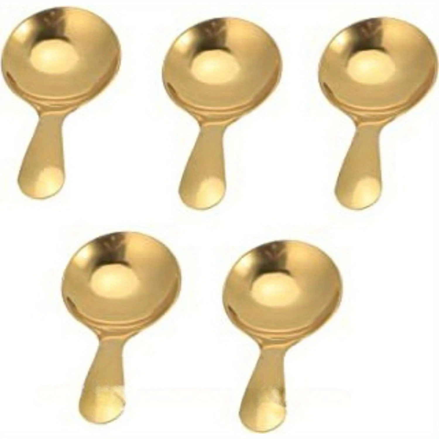 5-Piece Stainless Steel Dessert Spoon Set - Multipurpose Ice Cream, Tea, and Children's Dinner Spoon - Elegant Gold Finish