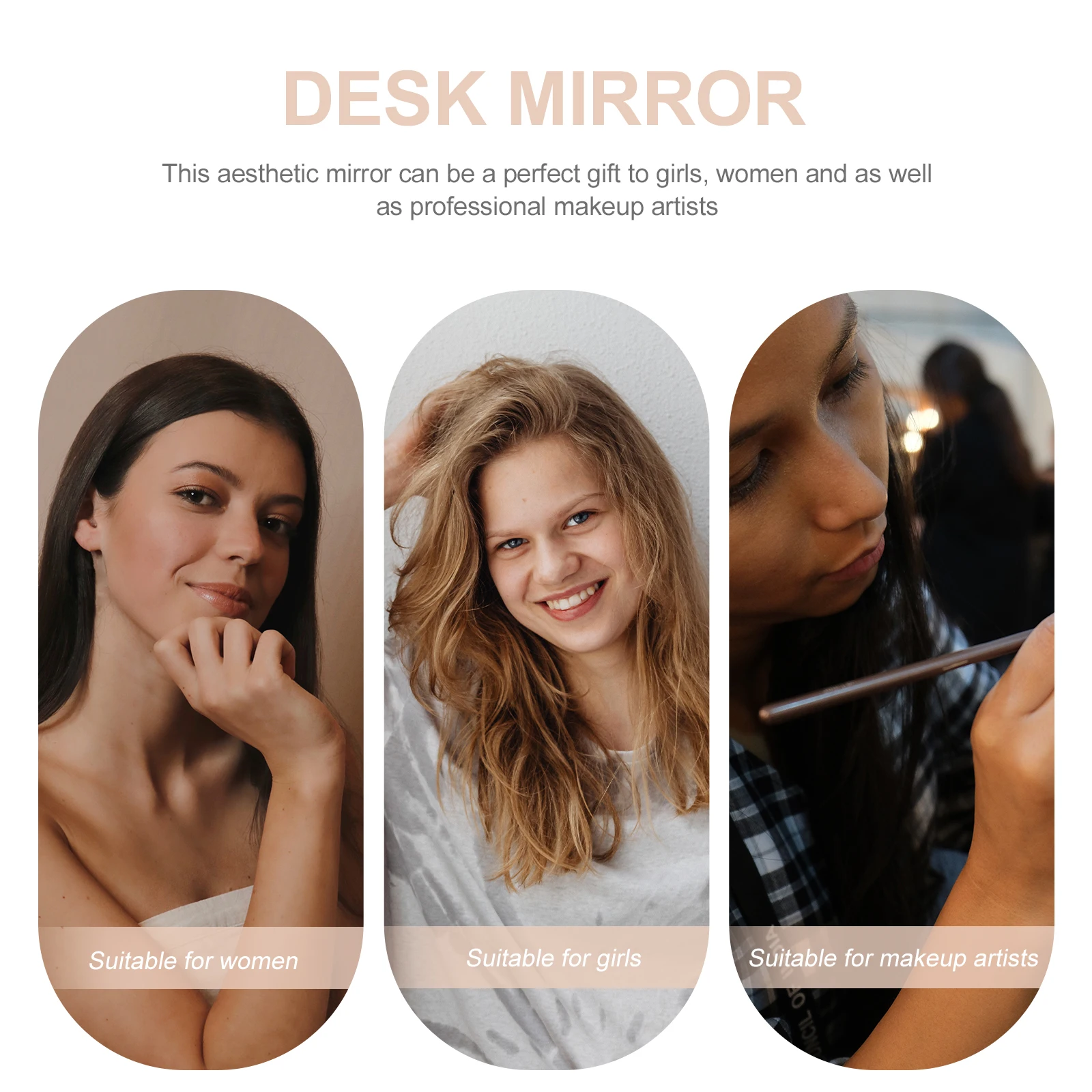 2 個の化粧鏡デスクトップフレームレス美的ミラー木製ベース安定した小さなドレッサー化粧鏡寝室用