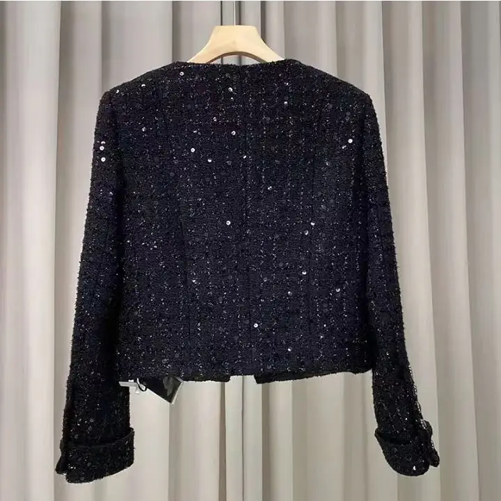 KUSAHIKI elegante cappotto donna 2023 autunno nuovo coreano nero moda Cardigan top causale monopetto manica lunga giacche