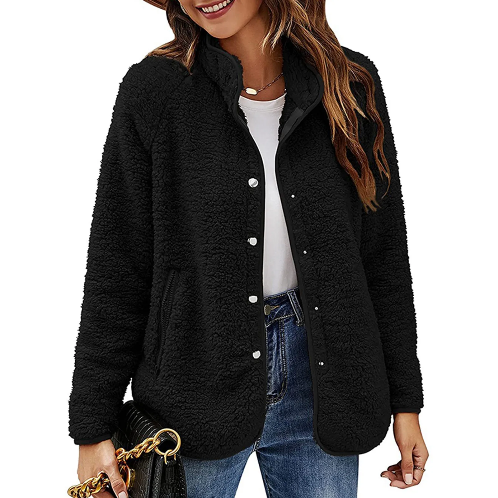 

Женская модная осенне-зимняя куртка, двубортные повседневные топы, однотонная теплая Повседневная куртка, куртка женская осенняя
