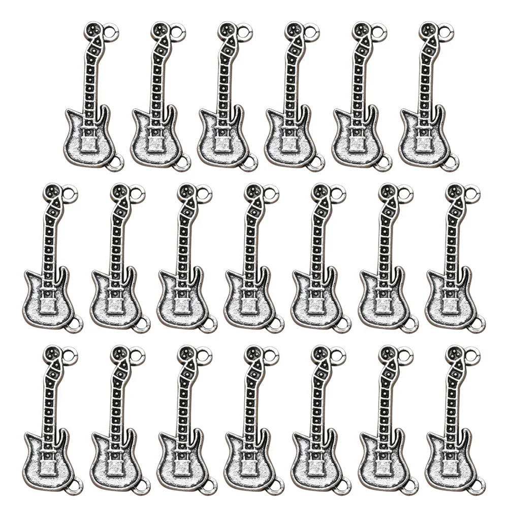

20pcs Alloy Guitar Pendant Charms Silver Diy Jewelry Making Accessory For Necklace Bracelet Keychain Craft Project