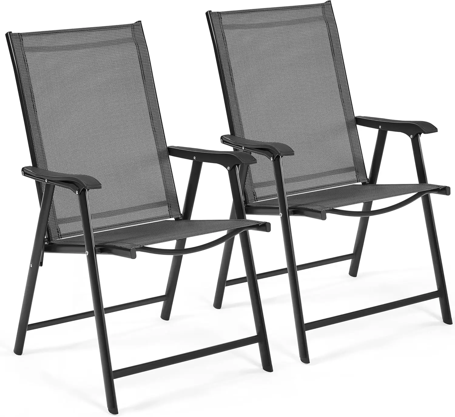 Patio Dining Chairs Outdoor Chairs Set of 2 Portable Dining Chairs with Armrests for Camping, Lawn Yard Beach, Folding Patio Cha