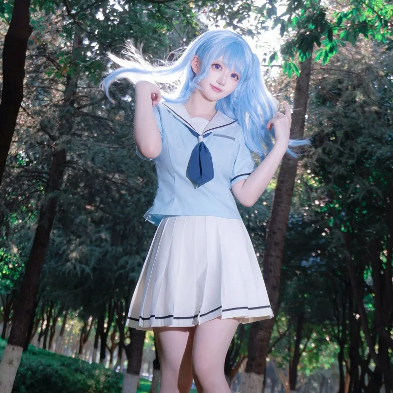 

Anime Toyama Kasumi Cosplay Maruyama Aya Costume Blue School Sailor Uniform JK Top White Skirt Wig Full Set for Women