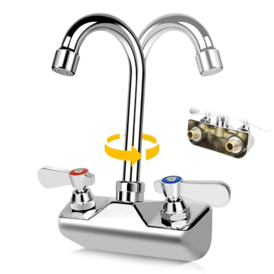 

Беспротечный коммерческий смеситель для раковины, 4-дюймовый, настенный, для кухни, бара, ресторана, латунный, хромированный