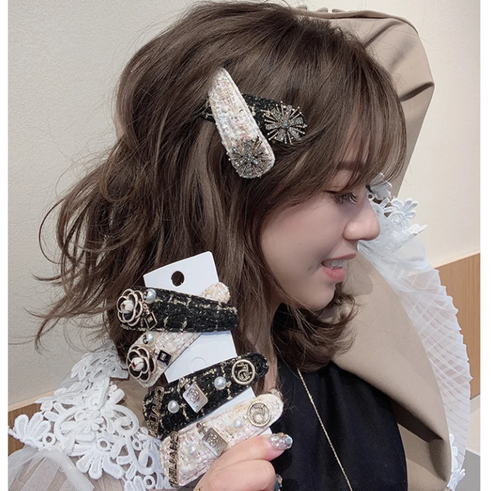 New Retro Style Bangs Clip Girls BB Clip Ladies Luxury Barrettes Camellia Flowers Hair Clips Headwear Accessories