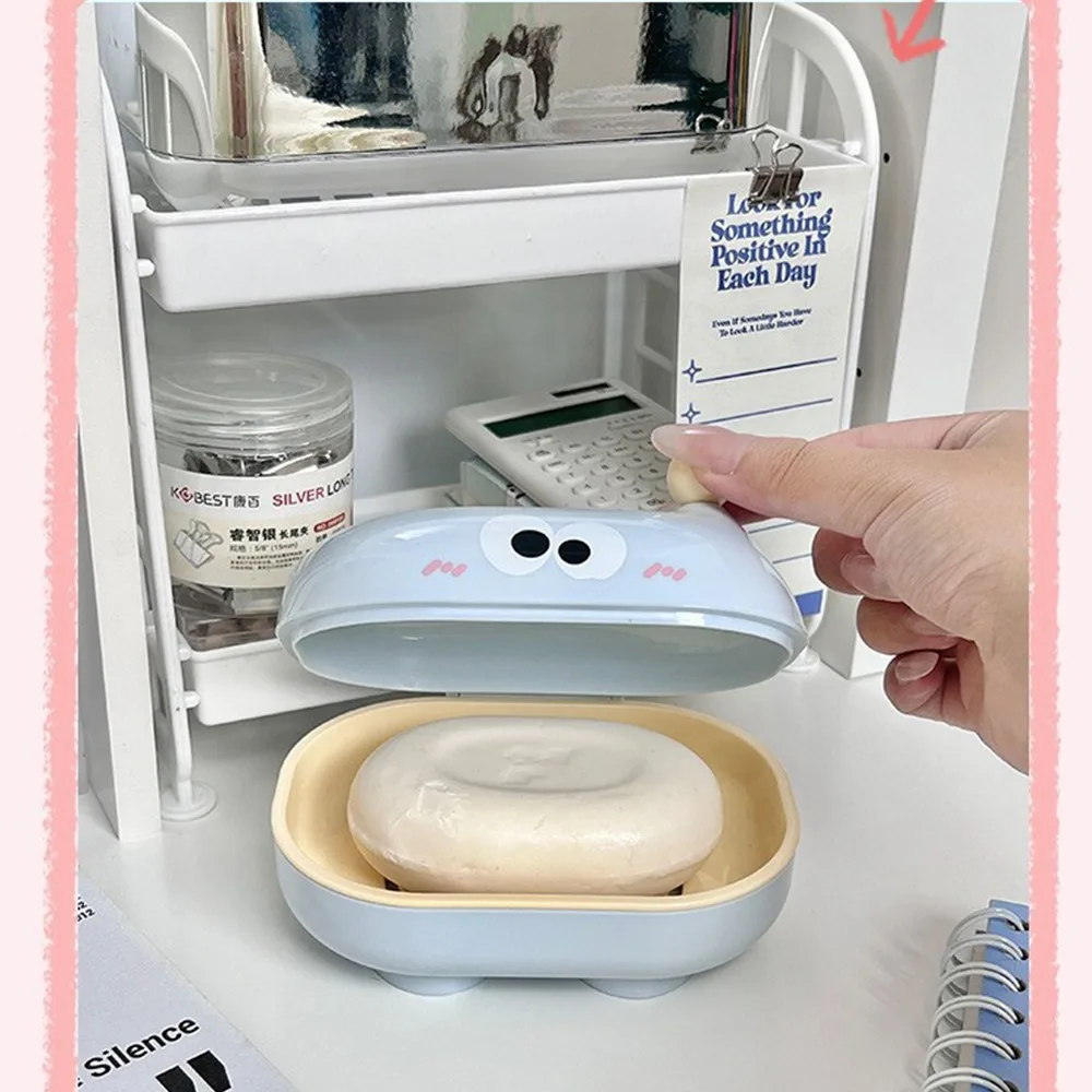 Hight Quality Cartoon Soap Box Holder Transparent Wall Mounted Soap Dish Drainable Container Soap Rack Bathroom