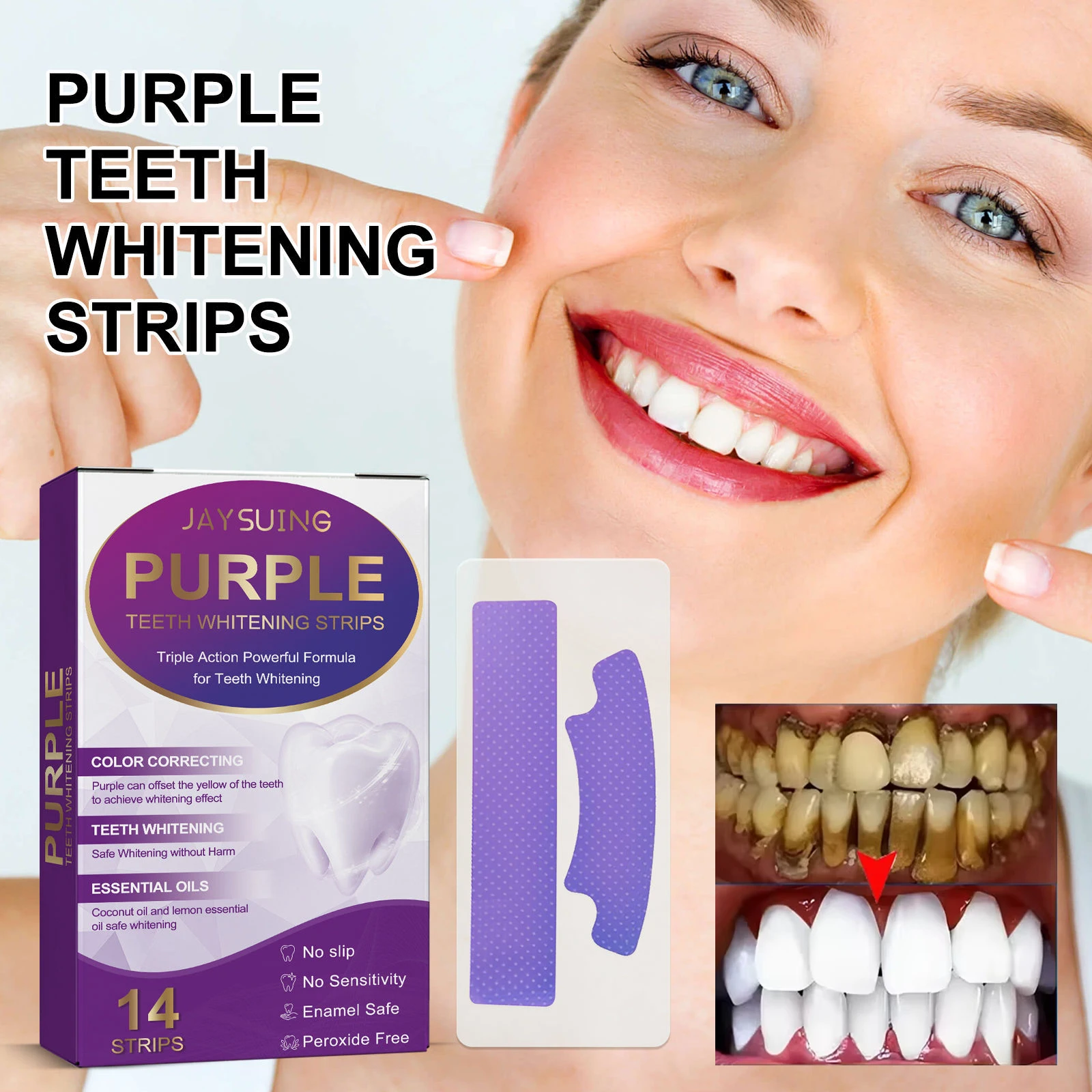 

14pcs/box Teeth Whitening Strips Toothpaste Gel Oral Hygiene Care Fresh Breath Brightening Tooth Care False Teeth Veneers