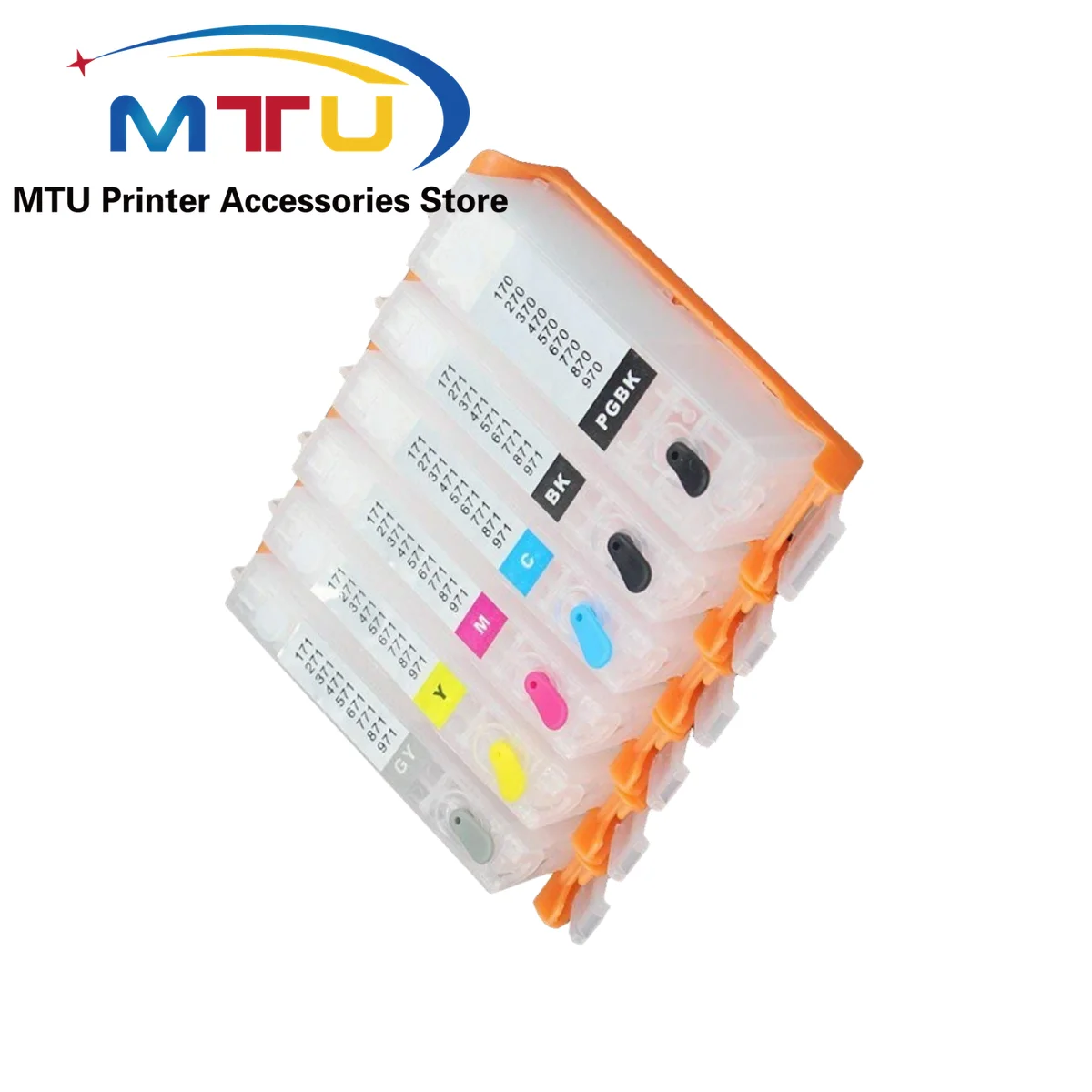 

1Set PGI-570 CLI-571 Empty Refillable Ink Cartridges with Chip for Canon TS9050 Ts9055 TS8050 TS8051 TS8052 PIXMA MG5750 MG5751