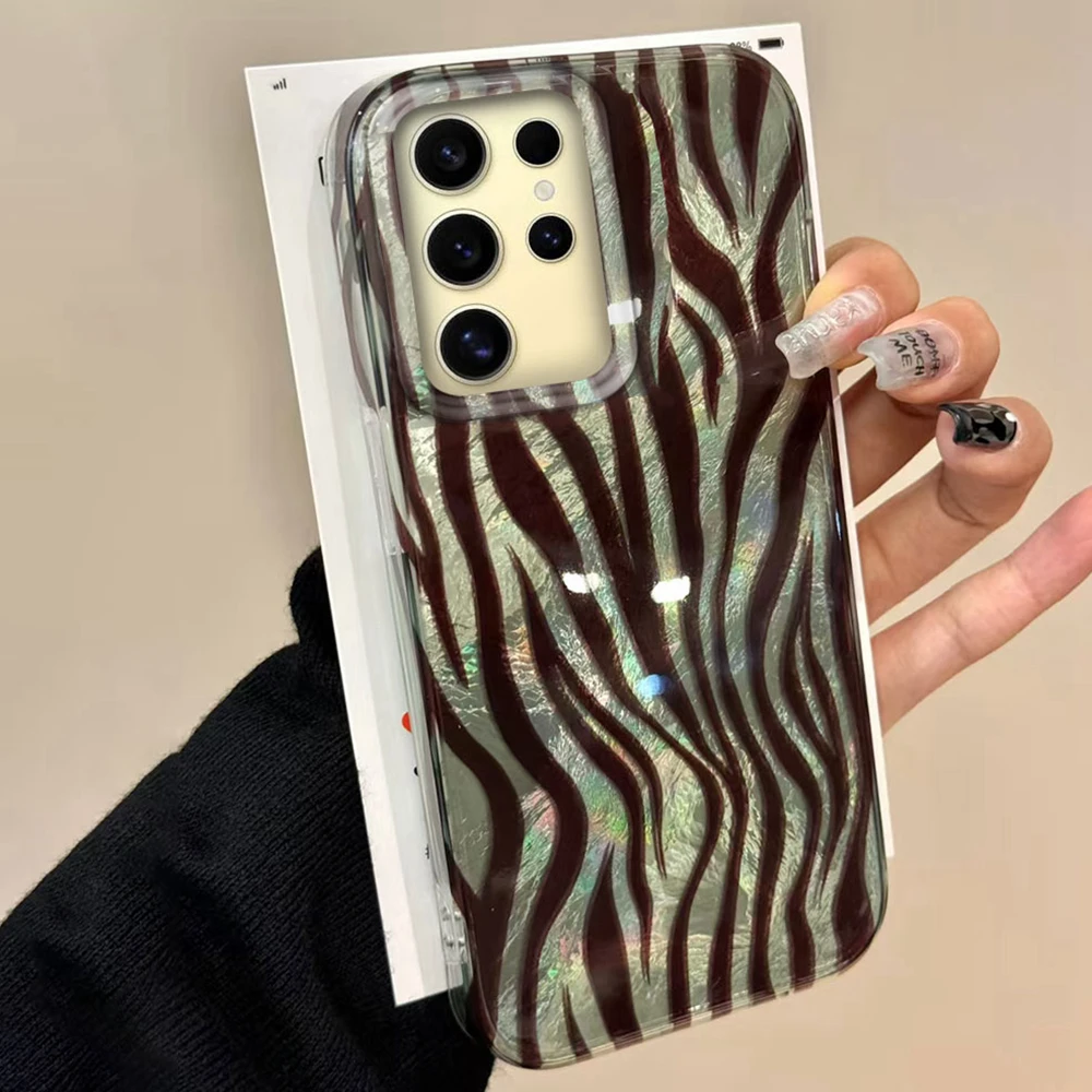  ﻿ Zebra Leopardenmuster INS Y2K Damen Gilrs Handyhülle für Samsung Galaxy S25 S24 S23 S22 S21 S20 FE Plus Ultra Silikonhülle